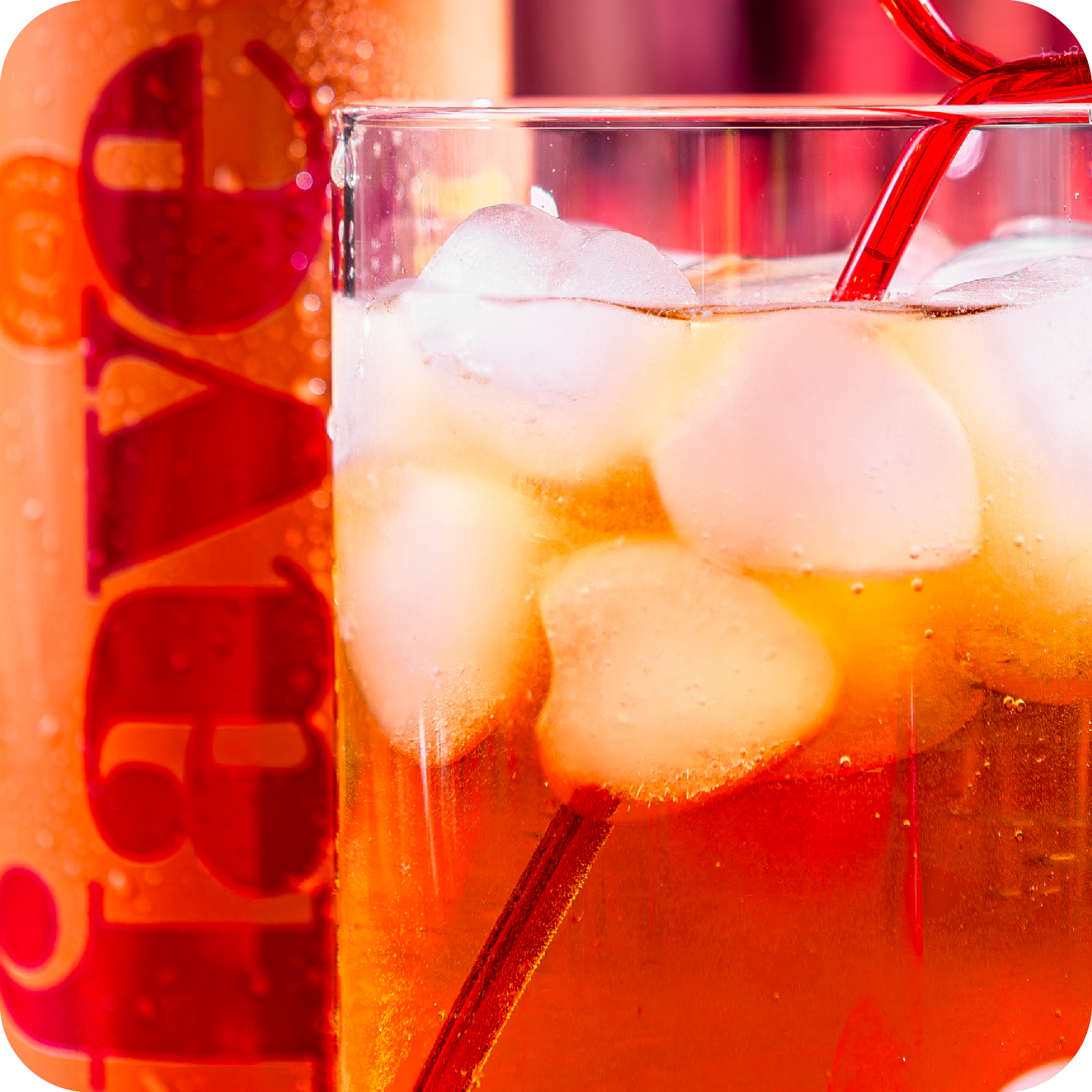 Iced Fave Peach Tea in a glass