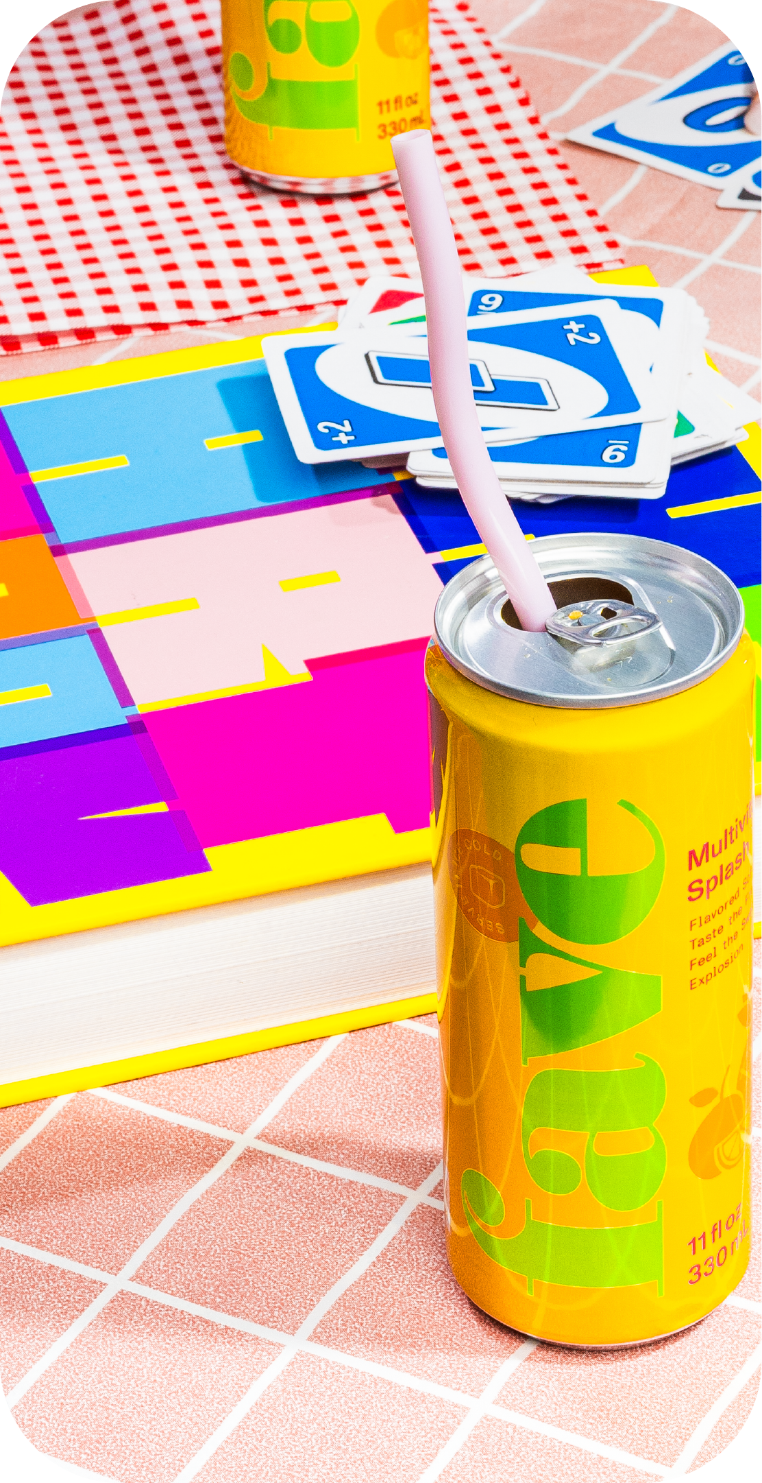 Multivitamin Splash can with cards